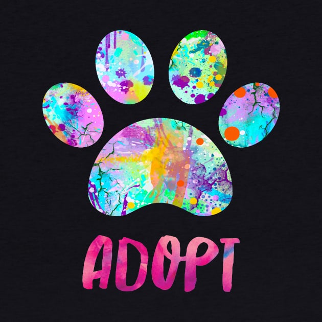 Adopt A Dog Design Watercolor Paw Print by joannejgg